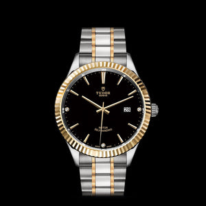 Tudor Style Automatic Diamonds Black Dial Two Tone Steel Strap Watch for Men - M12713-00011 Authentic Buy Shop Now