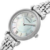 Emporio Armani Gianni T-Bar Mother of Pearl Dial Silver Steel Strap Watch for Women - AR11701 Authentic Buy Shop Now