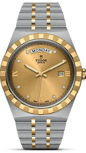 Tudor Royal Automatic Diamonds Gold Dial Two Tone Steel Strap Watch for Men - M28603-0006 Authentic Buy Shop Now
