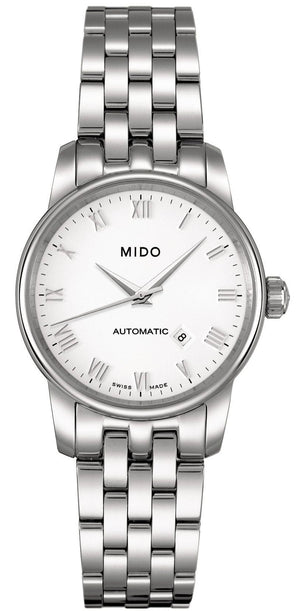 Mido Baroncelli III Automatic White Dial Silver Steel Strap Watch For Women - M7600.4.26.1 Authentic Buy Shop Now