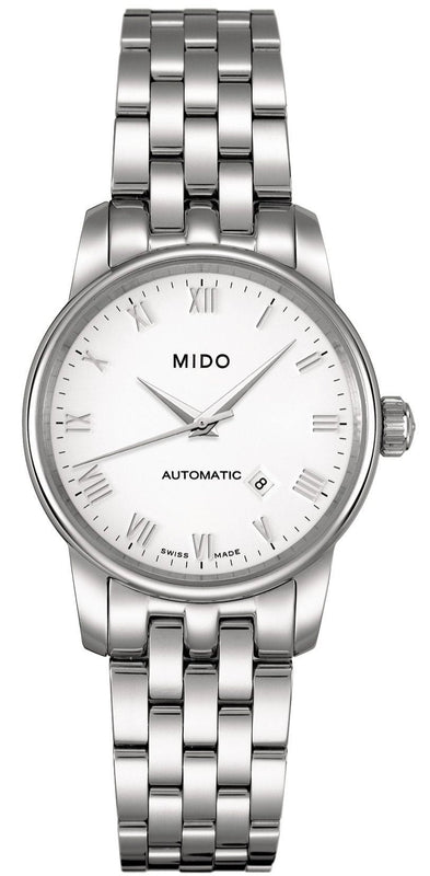Mido Baroncelli III Automatic White Dial Silver Steel Strap Watch For Women - M7600.4.26.1 Authentic Buy Shop Now