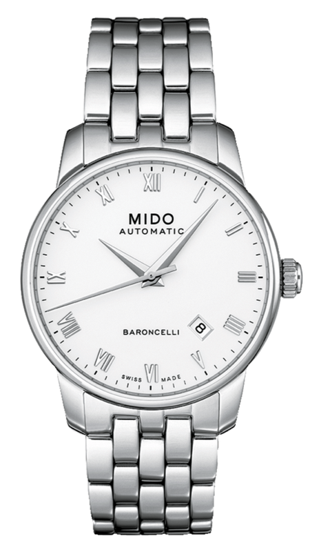 Mido Baroncelli II Automatic White Dial Silver Steel Strap Watch For Men - M8600.4.26.1 Authentic Buy Shop Now