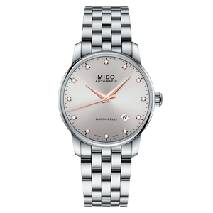 Mido Baroncelli III Automatic Silver Dial Silver Steel Strap Watch For Men - M8600.4.67.1 Authentic Buy Shop Now