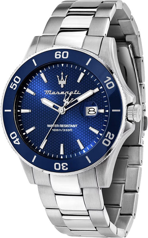 Maserati Competizione Quartz Blue Dial Silver Steel Strap Watch For Men - R8853100036 Authentic Buy Shop Now