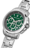 Maserati Successo Chronograph Green Dial Silver Steel Strap Watch For Men - R8873621017 Authentic Buy Shop Now