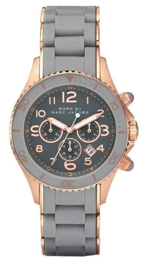 Marc Jacobs Rock Chronograph Grey Dial Grey Silicone Strap Watch for Women - MBM2550 Authentic Buy Shop Now