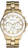Marc Jacobs Blade Chronograph White Dial Gold Steel Strap Watch for Women - MBM3081 Authentic Buy Shop Now