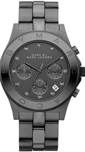 Marc Jacobs Blade Chronograph Black Dial Black Steel Strap Watch for Women - MBM3103 Authentic Buy Shop Now