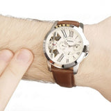 Fossil Grant Twist Multi-Function White Dial Brown Leather Strap Watch for Men - ME1144 Authentic Buy Shop Now