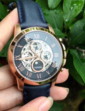 Fossil Grant Automatic Blue Dial Blue Leather Strap Watch for Men - ME3029 Authentic Buy Shop Now