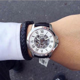 Fossil Grant Automatic Skeleton Silver Dial Blue Leather Strap Watch for Men - ME3111 Authentic Buy Shop Now