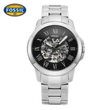 Fossil Grant Automatic Skeleton Black Dial Silver Steel Strap Watch for Men - ME3103 Authentic Buy Shop Now
