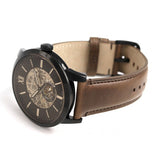 Fossil Townsman Automatic Black Dial Brown Leather Strap Watch for Men - ME3155 Authentic Buy Shop Now