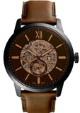 Fossil Townsman Automatic Black Dial Brown Leather Strap Watch for Men - ME3155 Authentic Buy Shop Now