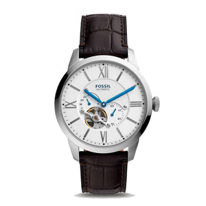 Fossil Townsman Automatic Chronograph White Dial Blue Leather Strap Watch for Men - ME3167 Authentic Buy Shop Now
