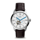Fossil Townsman Automatic Chronograph White Dial Blue Leather Strap Watch for Men - ME3167 Authentic Buy Shop Now