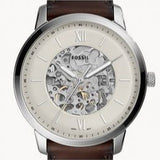 Fossil Neutra Automatic Skeleton White Dial Brown Leather Strap Watch for Men - ME3184 Authentic Buy Shop Now
