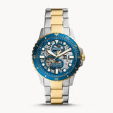 Fossil FB-01 Automatic Skeleton Blue Dial Two Tone Steel Strap Watch for Men - ME3191 Authentic Buy Shop Now