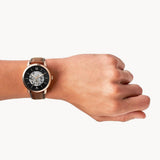 Fossil Neutra Automatic Skeleton Black Dial Brown Leather Strap Watch for Men - ME3195 Authentic Buy Shop Now