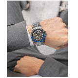 Fossil FB-01 Automatic Skeleton Black Dial Grey Steel Strap Watch for Men - ME3201 Authentic Buy Shop Now