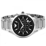 Emporio Armani Classic Chronograph Black Dial Silver Steel Strap Watch For Men - AR2434 Authentic Buy Shop Now