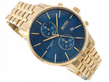 Hugo Boss Associate Blue Dial Gold Steel Strap Watch for Men - 1513841 Authentic Buy Shop Now