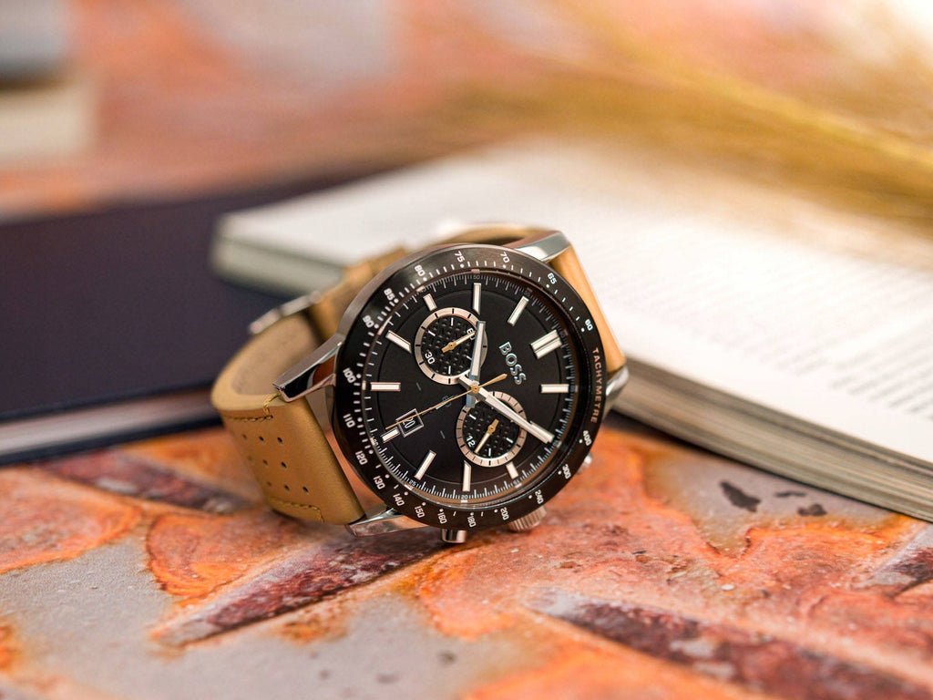 Hugo Boss Allure Black Dial Brown Leather Strap Watch for Men - 1513964 Authentic Buy Shop Now