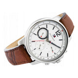 Tommy Hilfiger Landon Chronograph White Dial Brown Leather Strap Watch for Men - 1791531 Authentic Buy Shop Now