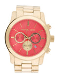 Michael Kors Runway Quartz Orange Dial Gold Steel Strap Watch For Women - MK5930 Authentic Buy Shop Now