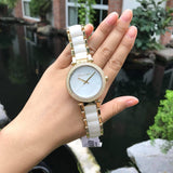 Michael Kors Parker Mother of Pearl Dial Two Tone Steel Strap Watch for Women - MK6400 Authentic Buy Shop Now