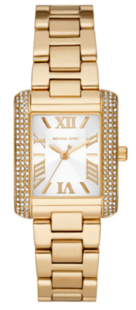 Michael Kors Emery Three-Hand Crystals Silver Dial Gold Steel Strap Watch for Women - MK4640 Authentic Buy Shop Now