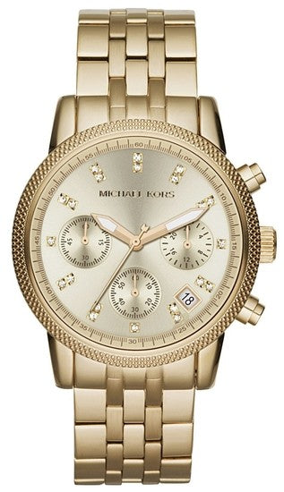 Michael Kors Ritz Chronograph Gold Dial Gold Steel Strap Watch for Women - MK5676 Authentic Buy Shop Now
