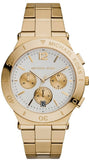 Michael Kors Wyatt Chronograph White Dial Gold Steel Strap Watch For Women - MK5933 Authentic Buy Shop Now
