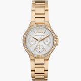 Michael Kors Mini Camille Chronograph White Dial Rose Gold Steel Strap Watch For Women - MK6844 Authentic Buy Shop Now
