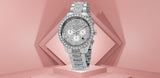 Michael Kors Layton Chronograph Silver Dial Silver Steel Strap Watch For Women - MK6976 Authentic Buy Shop Now