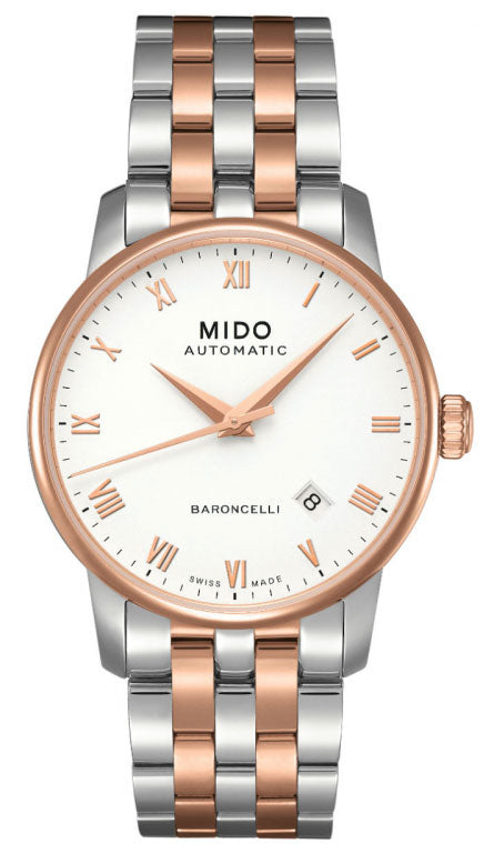 Mido Baroncelli Automatic White Dial Two Tone Steel Strap Watch For Women - M8600.9.N6.1 Authentic Buy Shop Now