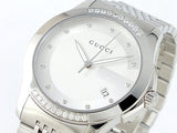 Gucci G Timeless Diamonds Silver Dial Silver Steel Strap Watch For Men - YA126407 Authentic Buy Shop Now