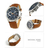 Michael Kors Ryker Chronograph Analog Blue Dial Brown Leather Strap Watch For Men - MK8518 Authentic Buy Shop Now
