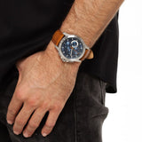 Michael Kors Ryker Chronograph Analog Blue Dial Brown Leather Strap Watch For Men - MK8518 Authentic Buy Shop Now