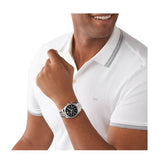 Michael Kors Lexington Chronograph Black Dial Black Steel Strap Watch For Men - MK8602 Authentic Buy Shop Now