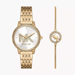 Michael Kors Three Hand Silver Dial Gold Steel Strap Watch for Women - MK1051 Authentic Buy Shop Now