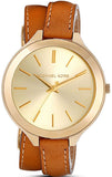 Michael Kors Runway Gold Dial Brown Leather Strap Watch For Women - MK2256 Authentic Buy Shop Now