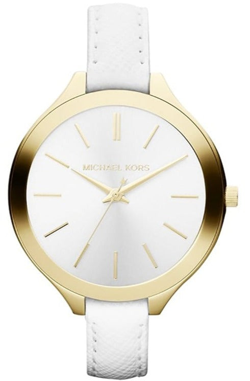 Michael Kors Slim Runway White Dial White Leather Strap Watch For Women - MK2273 Authentic Buy Shop Now