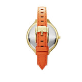 Michael Kors Runway Quartz Gold Dial Orange Leather Strap Watch For Women - MK2275 Authentic Buy Shop Now