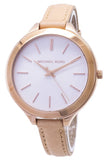 Michael Kors Runway Slim Quartz White Dial Beige Leather Strap Watch For Women - MK2284 Authentic Buy Shop Now