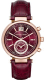 Michael Kors Sawyer Maroon Dial Maroon Leather Strap Watch for Women - MK2426 Authentic Buy Shop Now