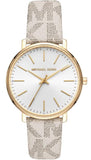 Michael Kors Pyper Quartz Silver Dial White Leather Strap Watch For Women - MK2858 Authentic Buy Shop Now