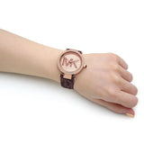 Michael Kors Parker Rose Gold Dial Maroon Leather Strap Watch For Women - MK2974 Authentic Buy Shop Now