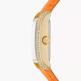 Michael Kors Emery Three Hand Rose Gold Dial Orange Leather Strap Watch For Women - MK2983 Authentic Buy Shop Now