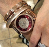 Michael Kors Caitlin Red Dial Rose Gold Stainless Steel Strap Watch for Women - MK3377 Authentic Buy Shop Now